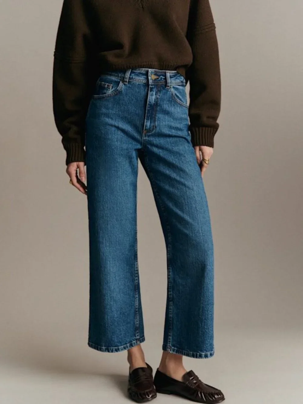 Sezane Le Crop in denim blue sz 38/US 6 - Picture 1 of 8